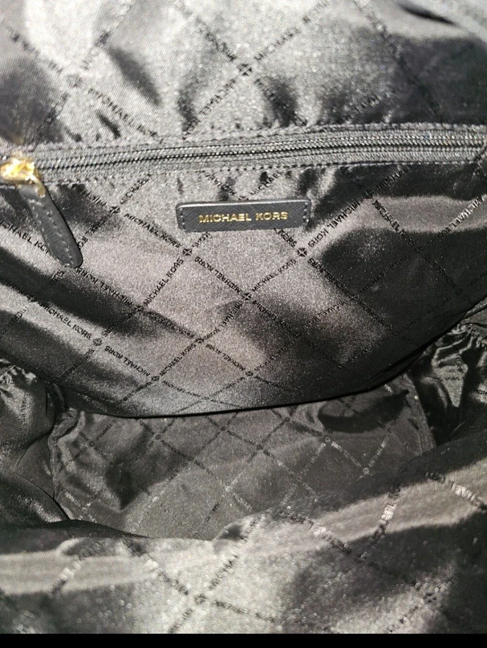 Michael Kors Black Nylon Backpack with Gold Accents - Picture 3 of 6
